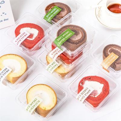 China Japanese Biodegradable Sim-Party Slice Dessert Packing Single Pack Square Clear Acetate Log Cake Box for sale