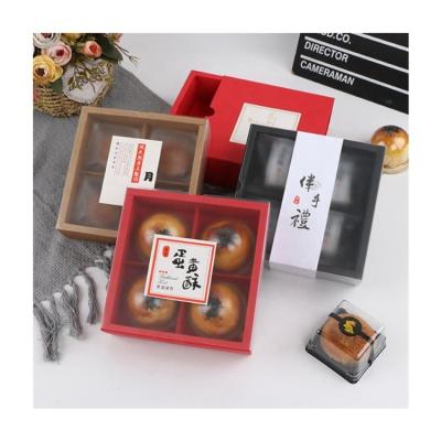 China Recycled Transparent Materials Sim-Party Square Mooncake Gift Box Lid 80g Paper 4 Cavity Moon Cake Packaging Box for sale