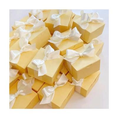 China Bulk Materials Bulk Materials Sim-Party Repurposed Yellow Madeleine Packaging Mini Square Cake Biscuit Financier Boxes for sale