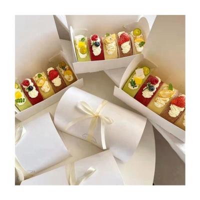 China Sim-party Mini Swiss Roll Dessert Box Afternoon Tea Packaging Repurposed Wholesale White Baking Cake Boxes and Materials for sale