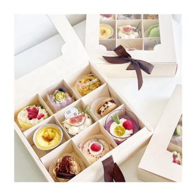 China Recycled Materials Sim-Party Unprinted Paper Pastry Window Cup White White Green Cake Boxes 6 Box And 9 Cupcake Wrapper for sale