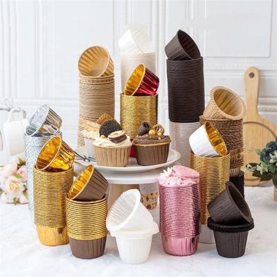 China High Temperature Disposable Sim-Party Resist Bakery Cup Gold Sliver Cupcake Box Food Grade Paper Roll Cups for sale