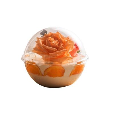 China Creative Cute Biodegradable Sim-party Dessert Food Dessert Boxes Shaped Clear Round Ball Plastic Box Cake Mousse Packaging for sale