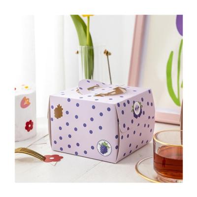 China Recycled Materials Sim-Party Food Grade New No Peculiar Place 4 Handle Smell 6 8 Inch Cute Paper Boxes Dessert Box Cake Paper Boxes for sale