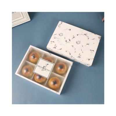 China Custom Clear Plastic Sleeve 2 Sim-Part Biodegradable Luxury Mooncake Box Mooncake Wrapping Marble Paper Box 4 6 for sale