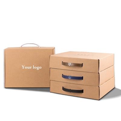 China Wholesale Sim-Part Materials Recycled Corrugated Cardboard Handle Burglar Proof Folding Shipping Box With Logo for sale