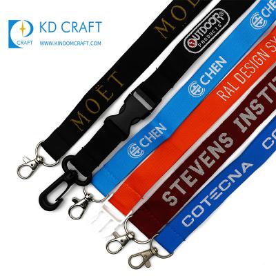 China Promotion Wholesale Personalized Polyester Jacquard Custom Neck Tie Detachable Embroidered Woven Lanyard for sale