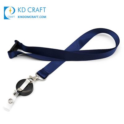 China Hot Sale School Fashion Custom Design Your Own Polyester Neck Tie Retractable Blank Lanyard With Badge Reel for sale