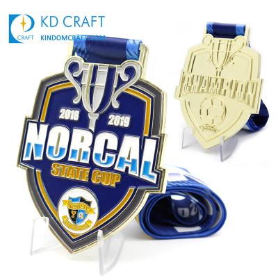 China High Quality Africa Metal 3d Zinc Alloy Soccer Medallion Embossed Engraving Custom Logo Enamel Sports Soccer Medal No Minimum for sale