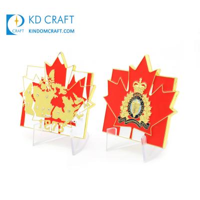 China Custom Canadian China Manufacturer Metal Zinc Alloy Soft Enamel Maple Leaf Canada rcmp military challenge coin for sale for sale