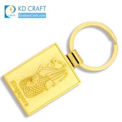 China Custom Promotional Free Sample Personalized Philippines Country Gift 3d Gold Plated Metal Singapore Merlion Tourist Souvenir Key Chain for sale