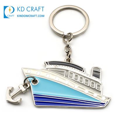 China Promotion Fashion Design Personalized Custom Metal Brass Enamel Nautical Ship Shaped Novelty Bottle Opener Anchor Key Chain For Souvenir for sale