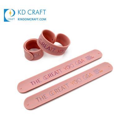 China China Small Quantity Custom Promotional Rubber Wristbands Funny Silicone Snap On Wristband For Kids for sale