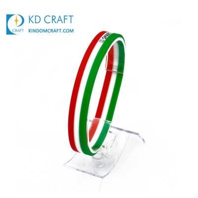 China Unique Design Custom Italy Logo Printing Rubber Wristband Europe Country Flag Italy Custom Silicone Wristbands For Souvenir for sale