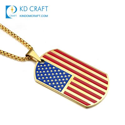 China China custom metal logo enamel national country army flag high quality brass debossed gold plated military dog ​​tag for sale