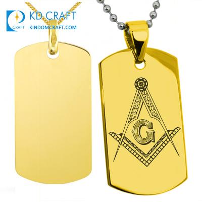 China Unique Design China White Metal Charm Brass Stamping 3d Gold Plated Masonic Freemason Army Military Pendant Dog Tag For Sale for sale