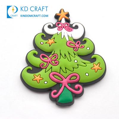 China Free Sample Waterproof+Eco-friendly Logo 3d PVC Festival Santa Christmas Tree Custom Rubber Soft Fridge Magnet For Decorative for sale