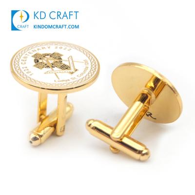 China Freemasonry Freemason Souvenir Metal High Quality Personalized Zinc Alloy Link Clip Set Gold Soft Custom Mens Enamel Masonic Cufflink for sale