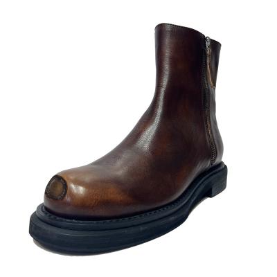 China High Quality Round Layer Full-Grain Cowhide Leather Leather First Booties Mens Mens Chelsea Boots Premium Handmade Genuine Leather Shoe for sale