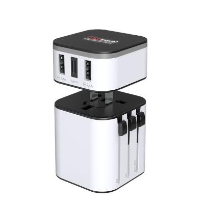 China Commercial Wontravel Custom Luminous Logo Travel Charger Power Adapter Fast 3 Usb  Type-C to ac converter plug for sale