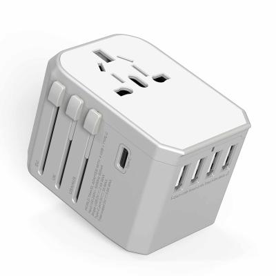 China Travel Hot Sale 5.6A World Travel Plug Adapter Type C 4 USB Output Mobile Accessories Universal Travel Adaptor for sale