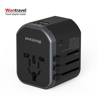 China Travel Wontravel Universal Travel Adaptor 3 Port Travel Power Adapter All in One for Cell Phones Android for sale