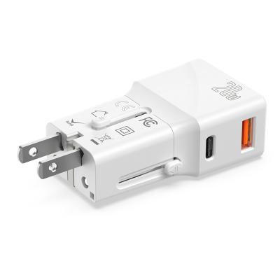 China Travel Wontravel Hot Sale 20W PD Dual Ports Mini Universal Travel Adapter All in One Plug for sale