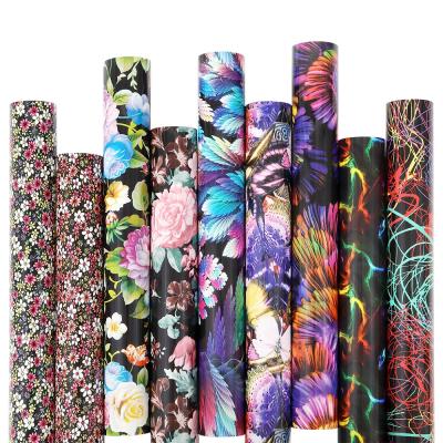 China 10inchx25 Apparel Yard Rolls New Designs Pattern Heat Transfer Vinyl Floral Print For T-shirt Clothes for sale