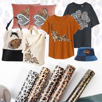 China Apparel 10inch*12inch Leopard Print Heat Transfer T-Shirt Vinyl For Leopard Logos Gaiters Gym for sale