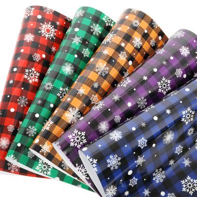 China 30CMx50CM Apparel Custom High Stretch Flex Christmas Snowflake Buffalo Plaid Printing Transfer Film Cricut HTV Vinyl For T-shirts for sale