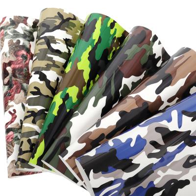 China Custom Clothing 10inchx25Yard Camouflage Pattern Print Designs Htv Vinyl Heat Transfer Vinyl Clothing for sale