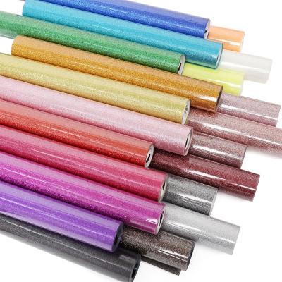 China Wholesale 10inx5Feet Apparel For Custom T-shirt Clothes Glitter Colored Iron On Heat Transfer Vinyl Rolls for sale