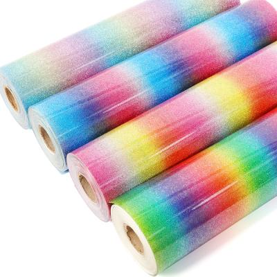 China 20inchx50Yard Apparel Factory Price Shirts Apparel Textiles Glitter Print Designs Htv Heat Transfer Vinyl Rolls for sale