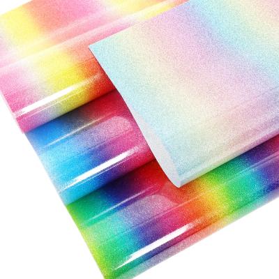 China 25x30cm Colorful Apparel Foil Hot Sale Rainbow Glitter HTV Vinyl Heat Transfer Film For Cricut Garment Wrap for sale