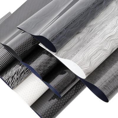 China 25CMx30CM Apparel Sheets Gingham Stripe Pattern Designs Dark White PU Heat Transfer Vinyl Wrap Heat Transfer For Clothes for sale