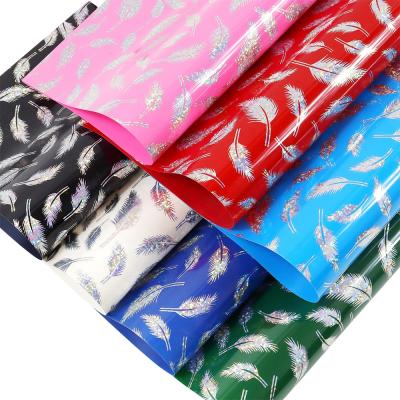 China 25x30CM Apparel Heat Transfer Vinyl Covers Holographic Pattern HTV Magic Colorful Laser Foil Feather Iron On T-shirt Clothes for sale