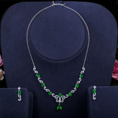 China FASHIONABLE Nigerian Smart Blue Zircon Stone Women Costume Bling Jewelry Sets Bridal Vintage Necklace Earrings For Bridesmaid Gifts for sale