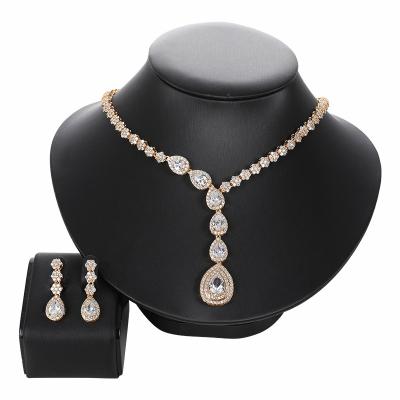 China FASHIONABLE 2PCS Necklace Set Ladies Jewelry Set Necklace Earrings Set Zircon Wedding Jewelry for sale