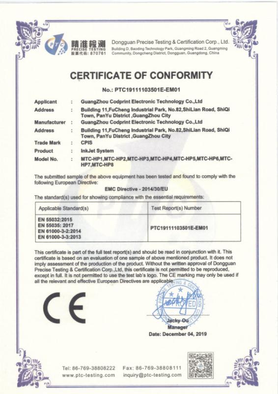 CE - Guangzhou Codprint Electronic Technology Co., Ltd.