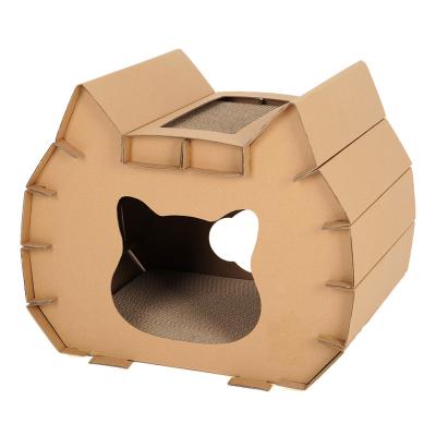 China Breathable Hot-selling Cat Head Style Corrugated Cat House Comfortable Paper Cat House for sale