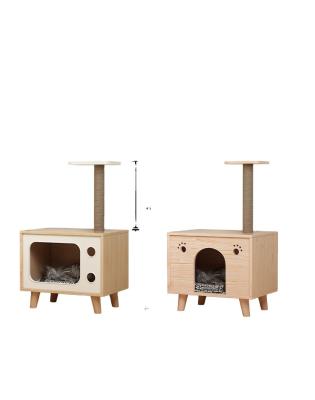 China Breathable Fashionable Rectangular Wooden Single Pet And Bedside Table Combo House for sale