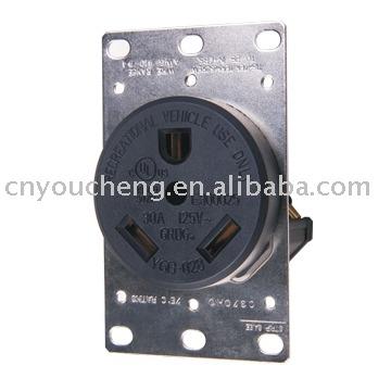 China Industrial Black US Rv Power Socket / Receptacle for sale