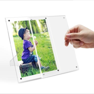 China OEM are available custom wholesale acrylic table framestrong magnetic clear box A4 box authorization certificate card displa displa for sale