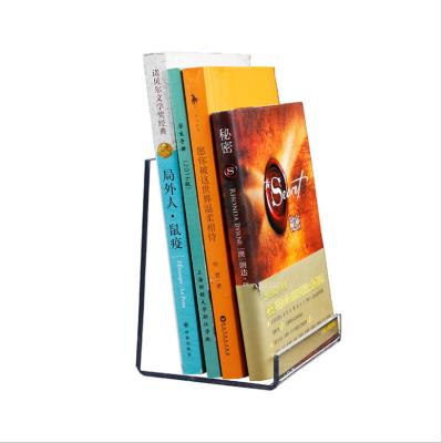 China OEM are available factory price customized acrylic bookends shelf book organized display menu stationery display rack bookstore record use for sale