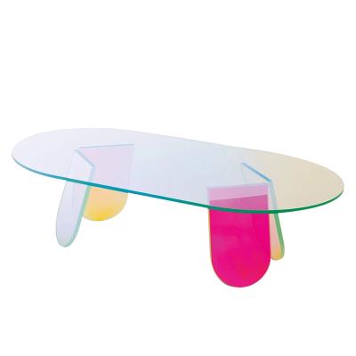 China Fashion Logo Printed Hot Selling Luxurious Colorful Acrylic Oval Table In Outdoor Usage for sale