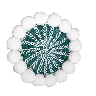 China Handcraft Fashion and Popular Straw Woven Pompom Ornaments Wall Hanging Stuffed Ball Accessories Wall Hanging for sale