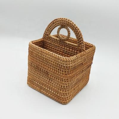 China Creative Japanese Flower Rattan Basket Small Jewelry Box Decoration Small Flower Contemporary Handmade Desktop Wall Mounted Basket Arrangemen for sale