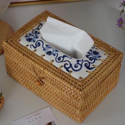 China Factory Contemporary Sale Custom Original Eco Friendly Rattan Paper Tissue Dispenser Box for sale