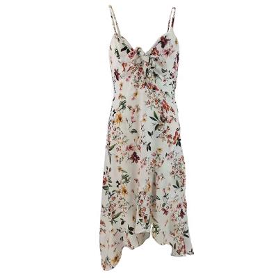 China New Design Chiffon Breathable Floral Casual Beach Style Women Comfy Halter Dress for sale