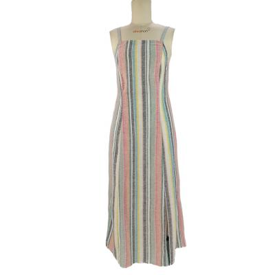 China Sleeveless Striped High Quality Breathable Condole Belt Skirt Women's Comfortable Summer Maxi Dress for sale